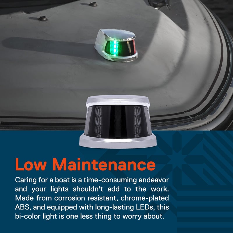 ONLINE LED STORE ضوء ملاحة بحري أمامي LED أحمر أخضر TRUE MODS [USCG ABYC A-16 2NM] [مقاوم للماء] [كروم و ABS] رؤية بزاوية 2 ميل بحري لزورق الصيد اليخت البونتون - Image 4